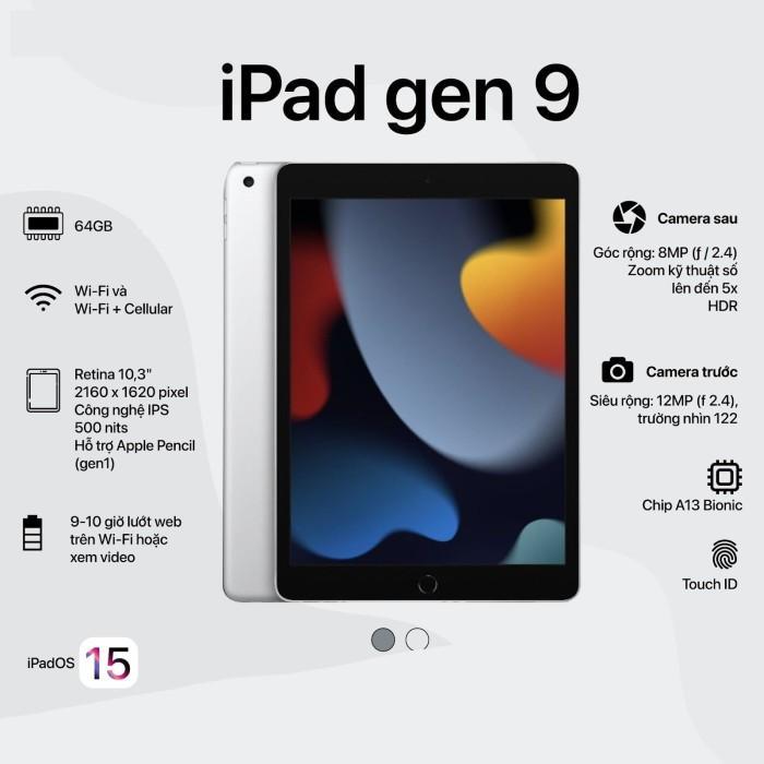 1e77- Apple Ipad 9 2021 10.2" Inch 256Gb 64Gb Wifi Cellular Space Gray
