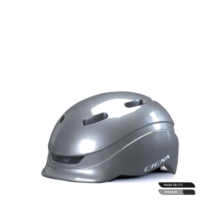 CIGNA GB-2 Bike Ultralight Helmet + Lamp Helm - Helm Sepeda - TITANIUM