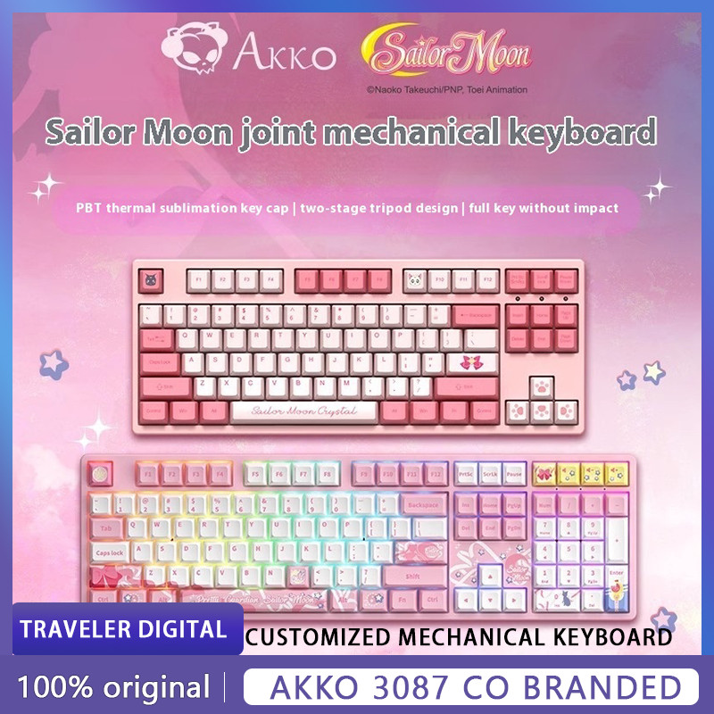 Akko 3087 Co-branded Mechanical Keyboard Customized Hot Plug Pink Girl Computer Gaming Office Keyboa
