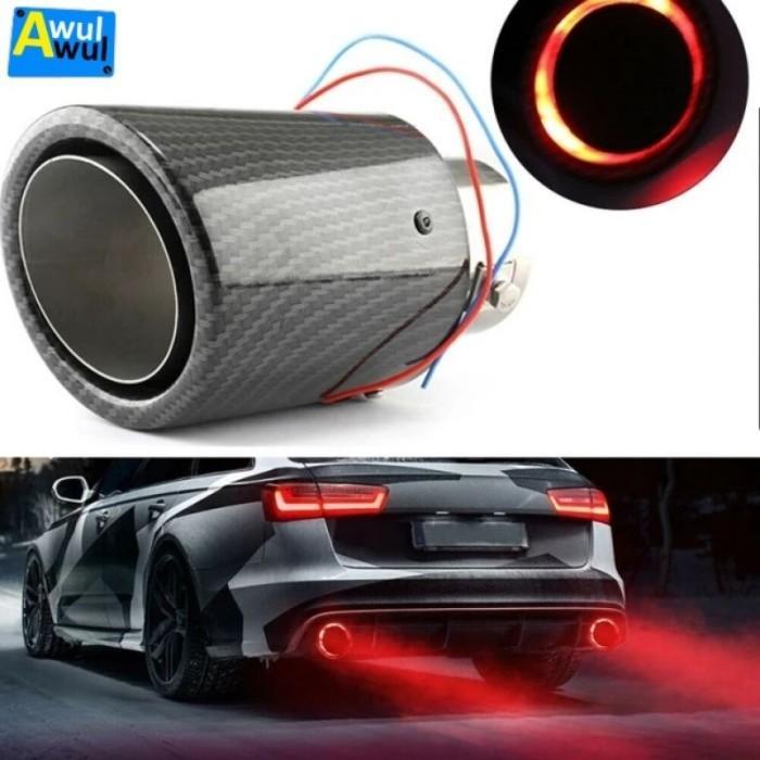 Muffler Knalpot Mobil Ujung Pipa LAMPU LED CARBON Universal 2 warna