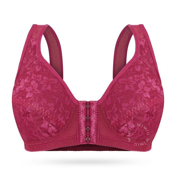 f79e- Wimiu Bh Bra Wanita Kait Kancing Depan Bh Tanpa Kawat Tanpa Busa Motif Bunga Brokat