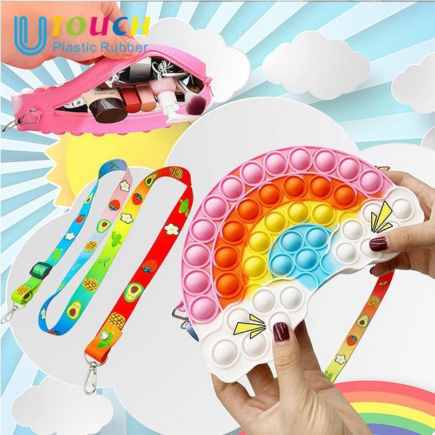 [Voucher] Shoulder Bag Fidget Toys Pop-it Bag Tas Pop It Lovely Rainbow Bag