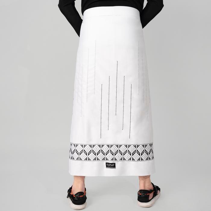 TERMURAH Katsae - Sarung Bordir Motif Farabi Bordir Timbul Sarung Pria Dewasa Warna Putih Sarung