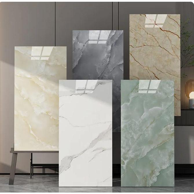 Wallpaper Dinding Vinyl Marble Lantai Vinyl Marmer Aluminium 30x60 cm