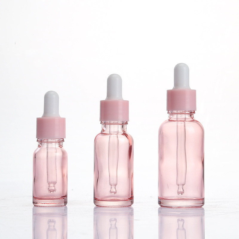 Cosmetics Dispensing Bottle 30ml Pink Empty Essential Oil Bottle Glass Dropper Essence Bottle with P