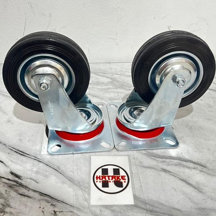 Roda gerobak 4" hidup roda troli karet roda troly 4 inch roda karet