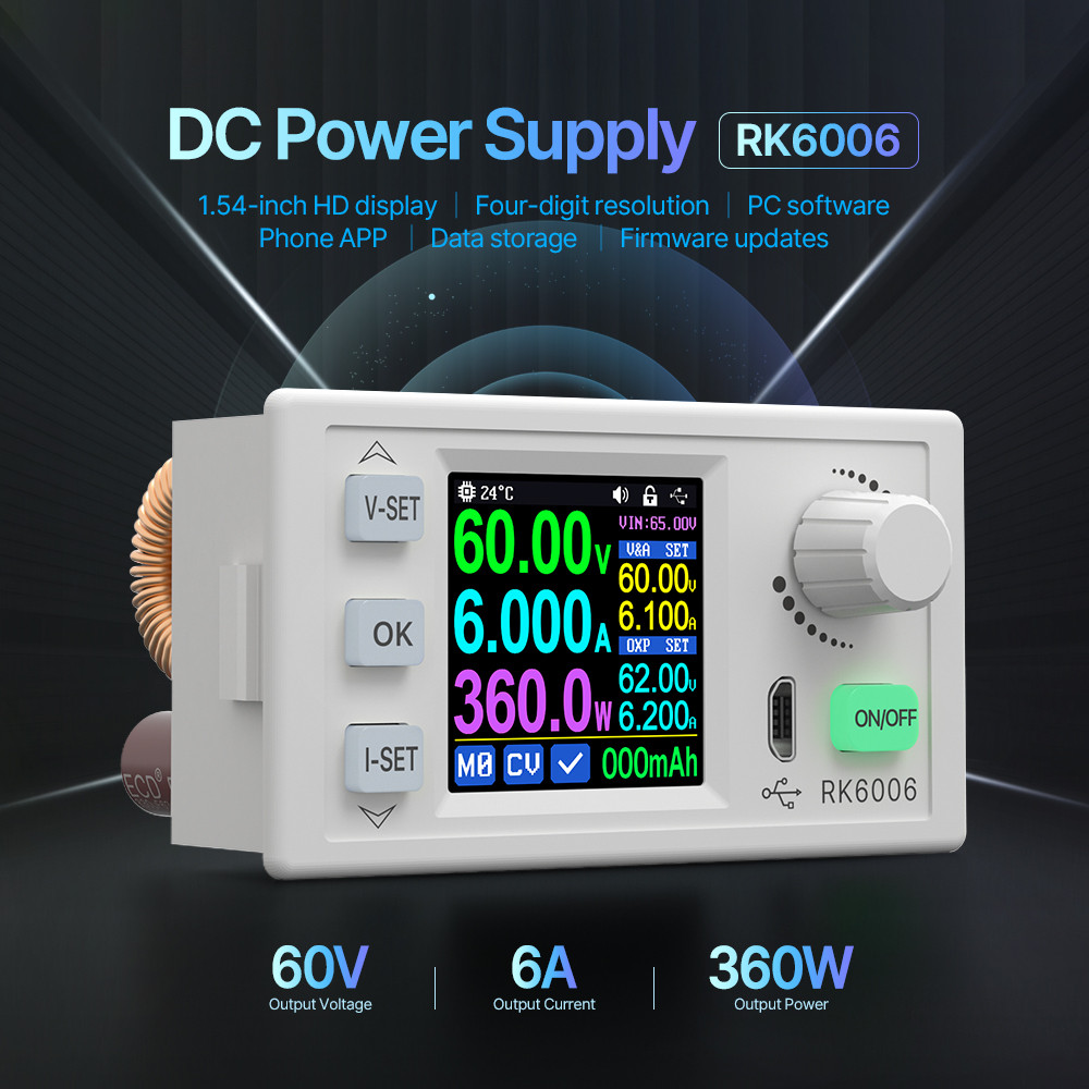 RD RK6006 RK6006-BT 60V 6A 4 digit Communication Adjustable DC to DC Step Down Voltage Bench Power S