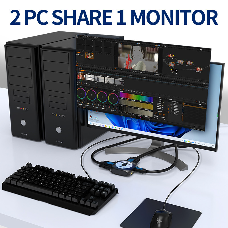 Unnlink HDMI to VGA Switch 2 In 1 Out 1080P HDMI to VGA Converter Adapter for Graphics Card TV Box P