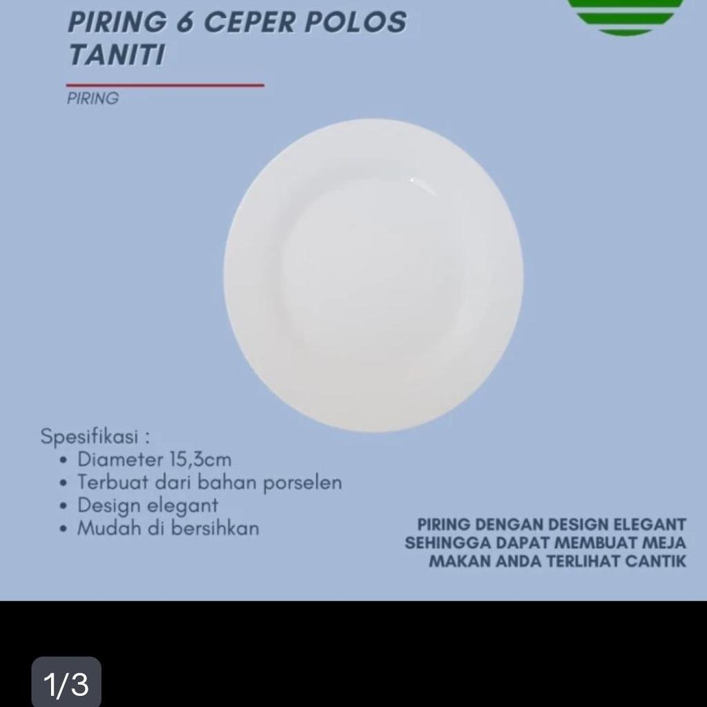 Piring Ceper Bulat Keramik Porselen Putih Polos Tebal Murah Tahan Panas Taniti 6" Pisin Piring Kecil