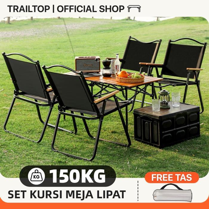 [READY] TrailTop Meja Kursi Lipat Kermit 1 Set Meja Lipat Outdoor Dan Kursi Lipat Portable Besi