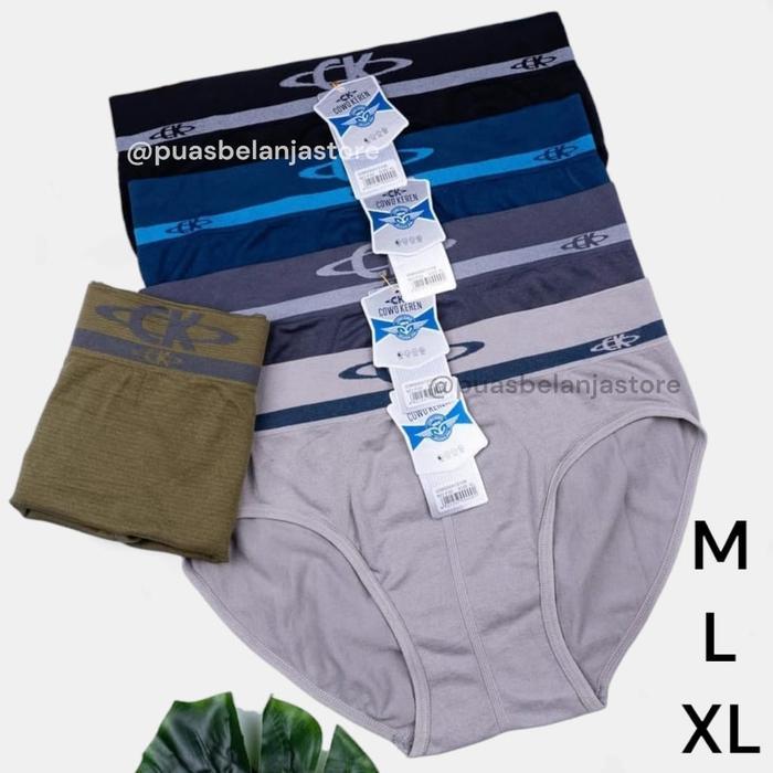 k6zv- 3Pcs Cd Ck Celana Dalam Pria Cowok Keren Cd Pria Bahan Rajut