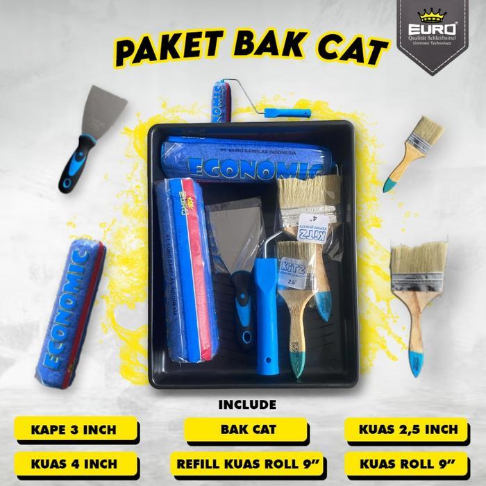 Terbaru - Paket alat cat Kuas roll refill kuas roll bak cat kape dan kuas cat