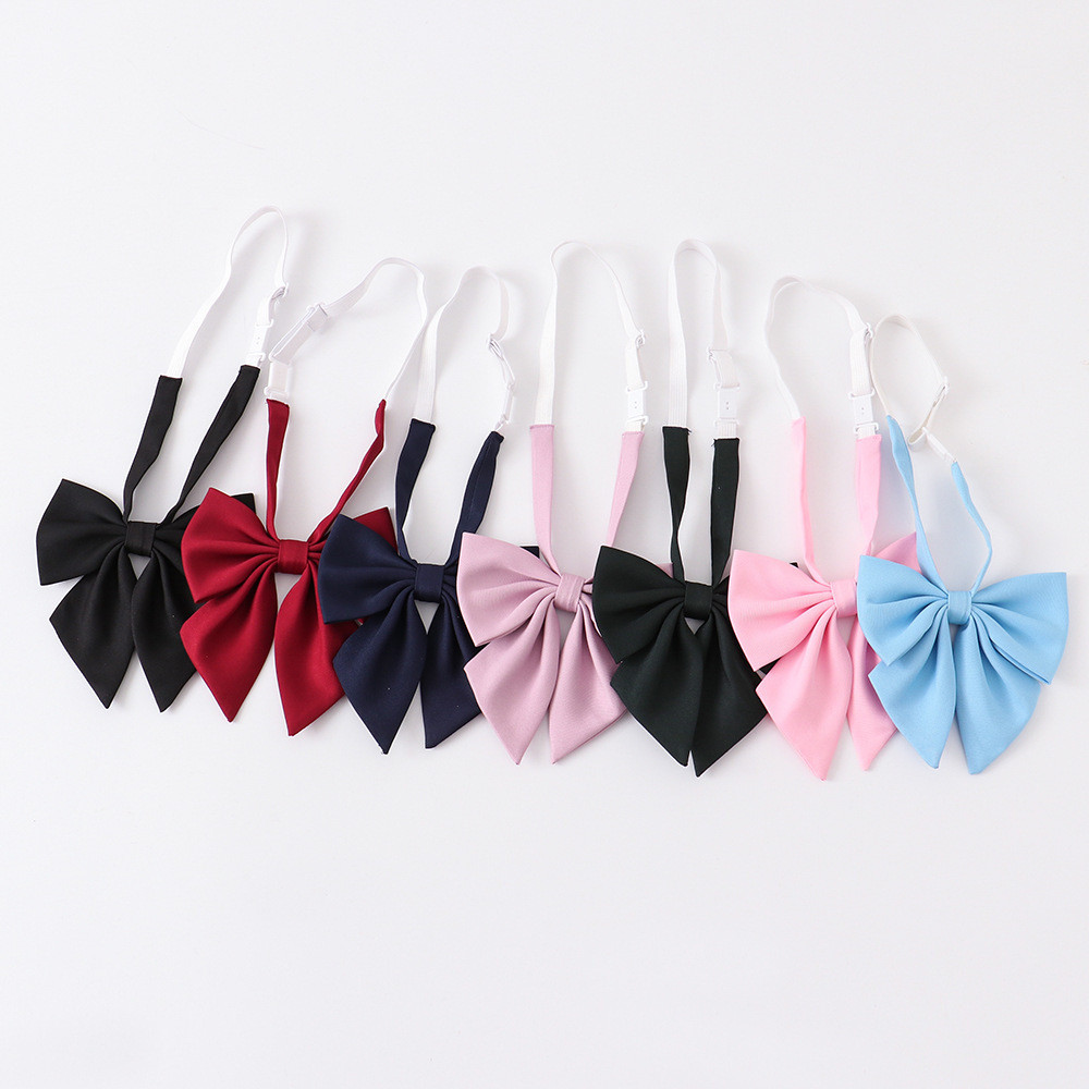 Fashion Jk Bowties Solid Blue Black Bow Knot 13Cm Width Soft Cotton Butterfly Uniform Dk Tie Women