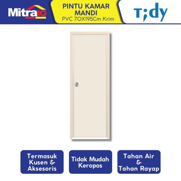 Pintu Kamar Mandi PVC Premium 70x195cm Cream Kanan/Kiri - Tidy