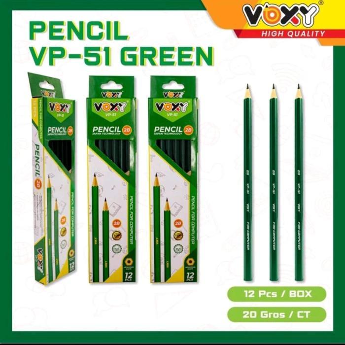 VOXY Pensil 2B VP-50 Blue - Kualitas Standard, Harga Murah, 12 Pcs/Box, Ideal untuk Stationery,