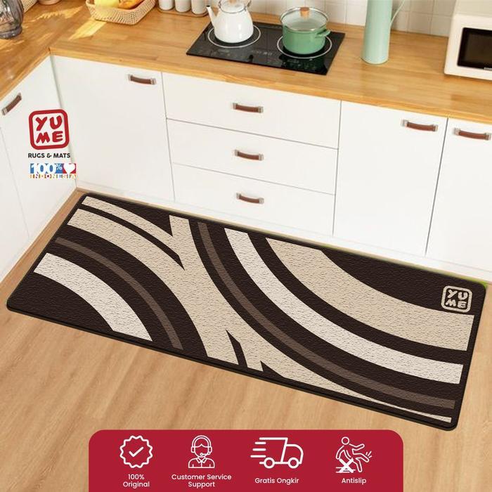 Keset Kamar / Karpet Lantai 50x140cm Anti Selip YUME Motif Whirlwind