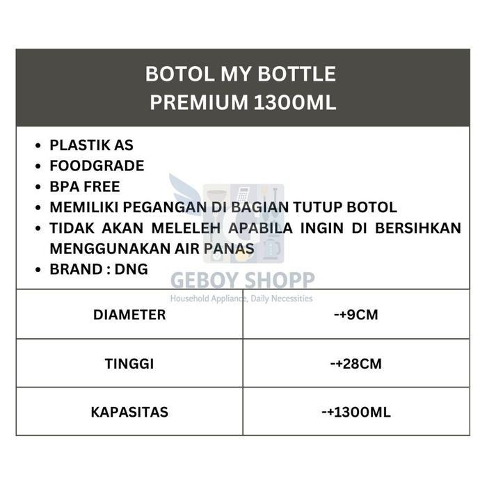 ChatYaJikaInstan- Dng My Bottle Premium 1300Ml Botol Minum Kekinian, Tebal & Tahan Panas