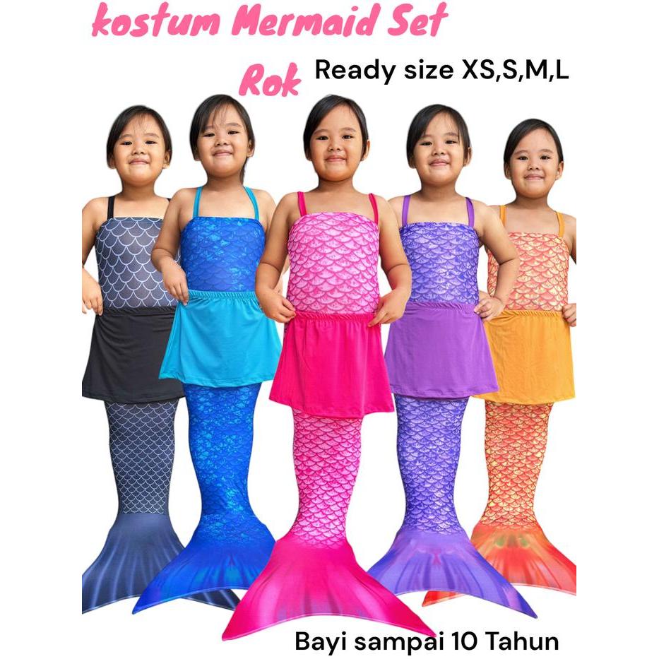 Kostum Mermaid Ekor Duyung Set Rok Anak Perempuan - Fashion