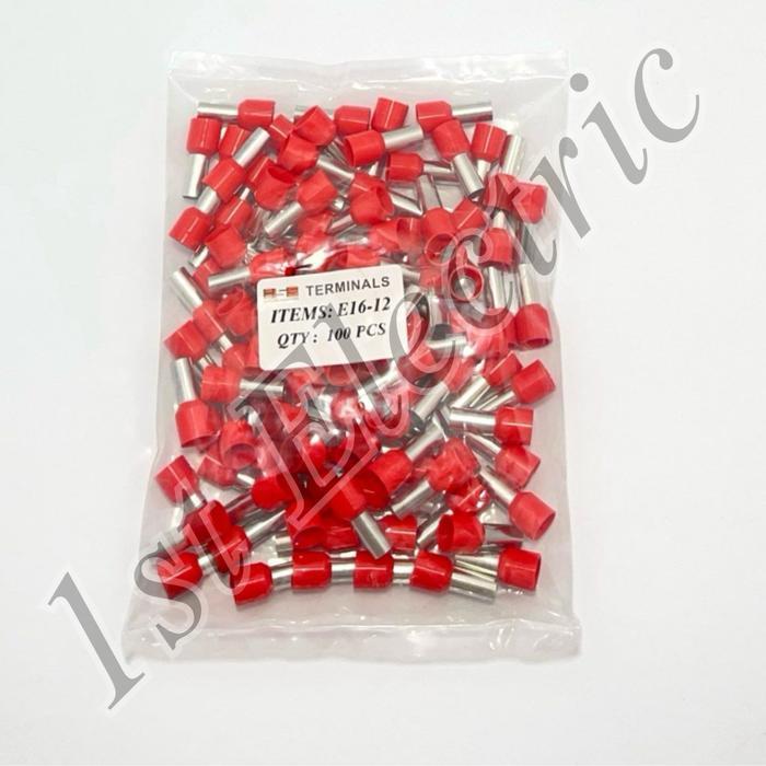 Skun Kabel Ferules Ferulles 16Mm 16 Mm E1612 E16-12 E-1612 E-16-12 E 1612 E 16-12 Tersedia Warna