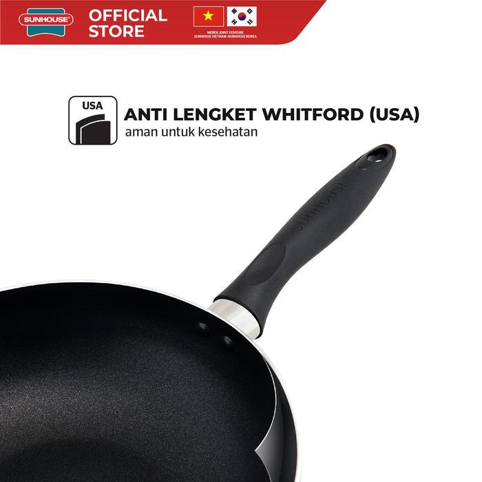 mq3a- Sunhouse Shs24 Deep Frypan Anti Lengket Hitam 24 Cm 1 Pcs