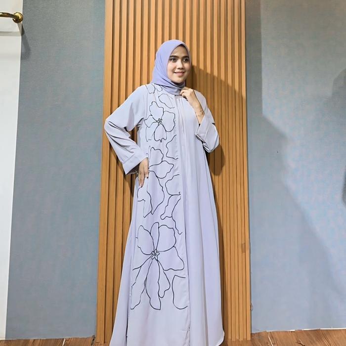 Nola-Luna Premium Abaya Basic Abaya Bordir Abaya Wanita Abaya Mewah Kaftan Hitam Lebaran Gamis