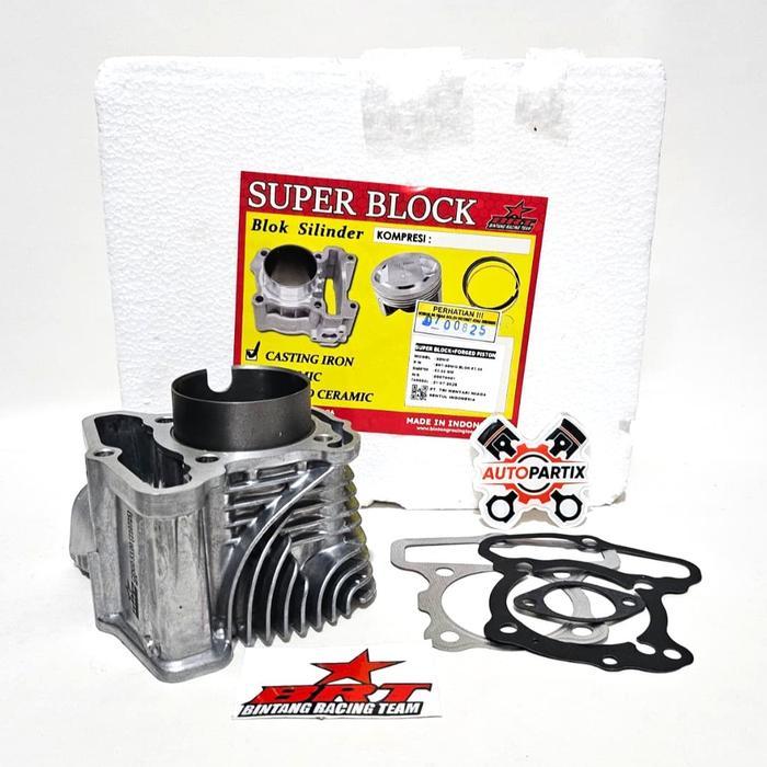 PROMO BLOK BRT BLOK & GASKET DOUBLE COOLER 53 MM GENIO DELUXE BEAT SCOOPY NEW FI ESP BLOK BORE UP