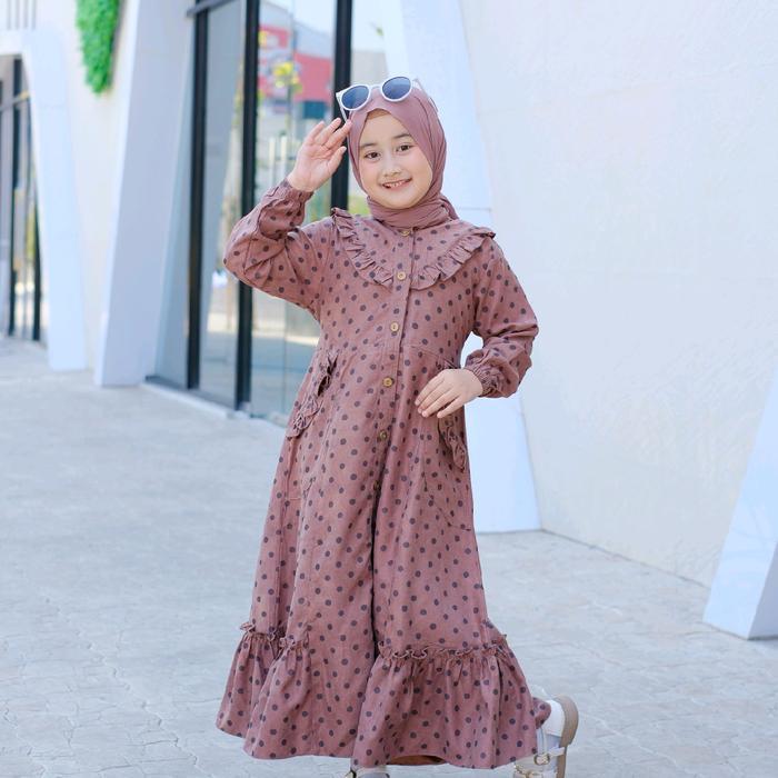 ec9o- [Polkadot] Gamis Anak Perempuan Polkadot Series /Babykoduroy Halus Lembut 3-10 Tahun
