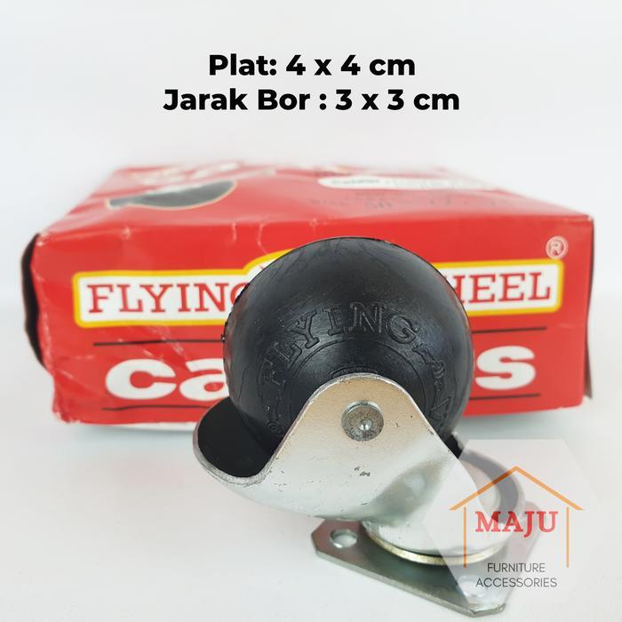 Roda Flying Wheel TG-50B Bulat 2" Hidup Hitam Casters Asli (Roda Bundar Meja, Kursi, Etalase)