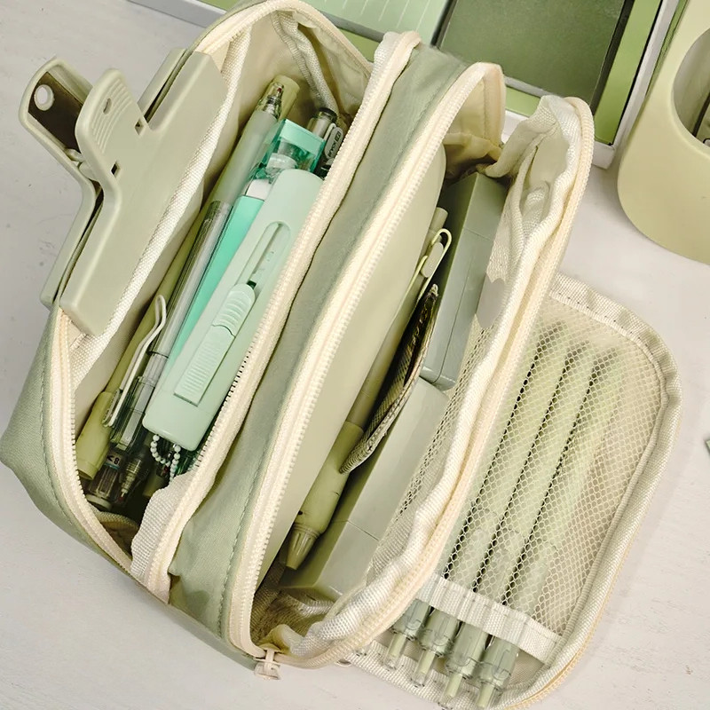 Girl Large Capacity Aesthetic Pencil Bag School Cases Cute Stationery Holder Bag Zipper Pencil Pouch