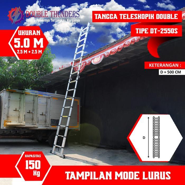 DT Tangga Double Teleskopik 2,5M + 2,5M 5 Meter Promo Premium