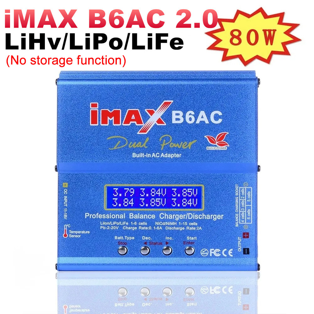 80W iMAX B6AC 2.0 RC Balance Charger For Lipo NiMH Li-ion LiFe NiCD LiHV Battery Charger For 2S 3S
