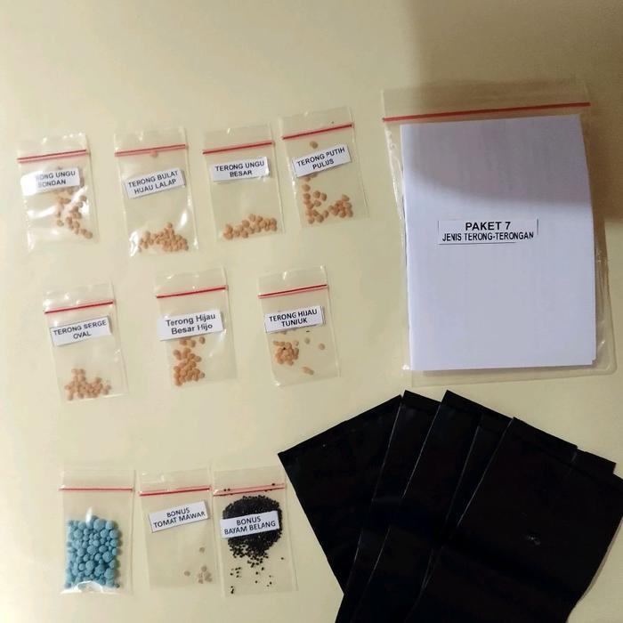 Gardening Mikha Paket 7 Benih Terong Hijau Bulat Lalap, Ungu Besar, Dan Lainnya - Bonus Plastik