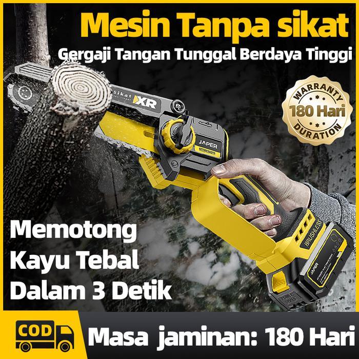 CODJAPER Mesin Chainsaw Cordless Gergaji Baterai Gergaji Rantai Elektrik Mini Gergaji Listrik senso