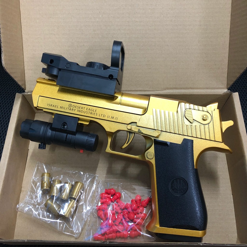Continuous Fire Toy Gun Desert Eagle Mechanical Pistol Shell Ejection Decompression Toy Empty