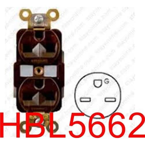 HBL5662 Hubbell Straight Blade Devices 15A, 250V, 2 Pole, 3 Wire