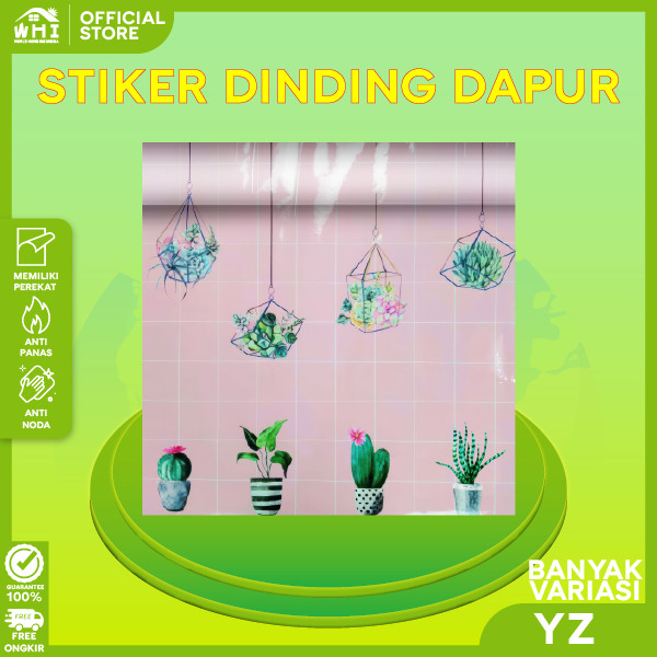 Wallpaper Stiker Dinding Dapur Dan Kamar Mandi Size 60cm X 1meter Motif Buah Motif Sayur Bahan Alumi