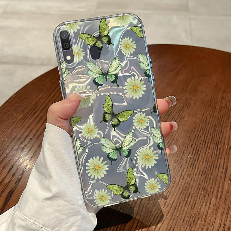 Casing Hp Untuk Samsung Galaxy A30 A20 M10s Case Kupu-kupu hijau New Laser Kesing Transparan Kasing 