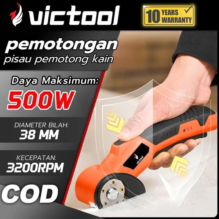 nirkabel Mesin Potong Kain Bahan Bulat Gunting Listrik Pemotong Kain Portabel Tanpa Kabel Gunting