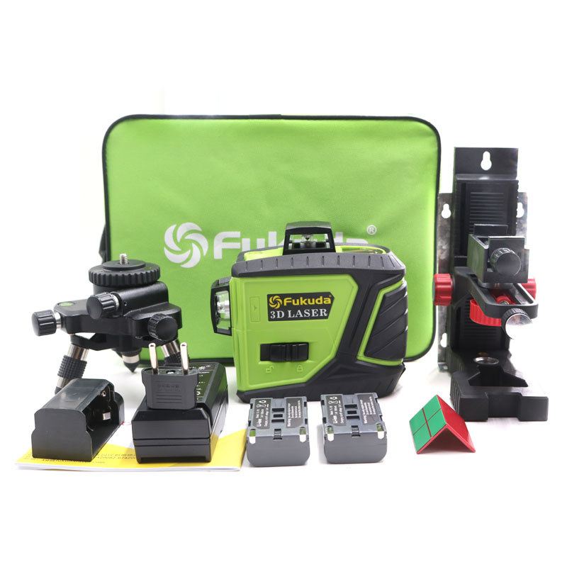 2Pcs Lion-Battery Fukuda 12 Line 3D Laser Level 360 Vertical And Horizontal Laser Level