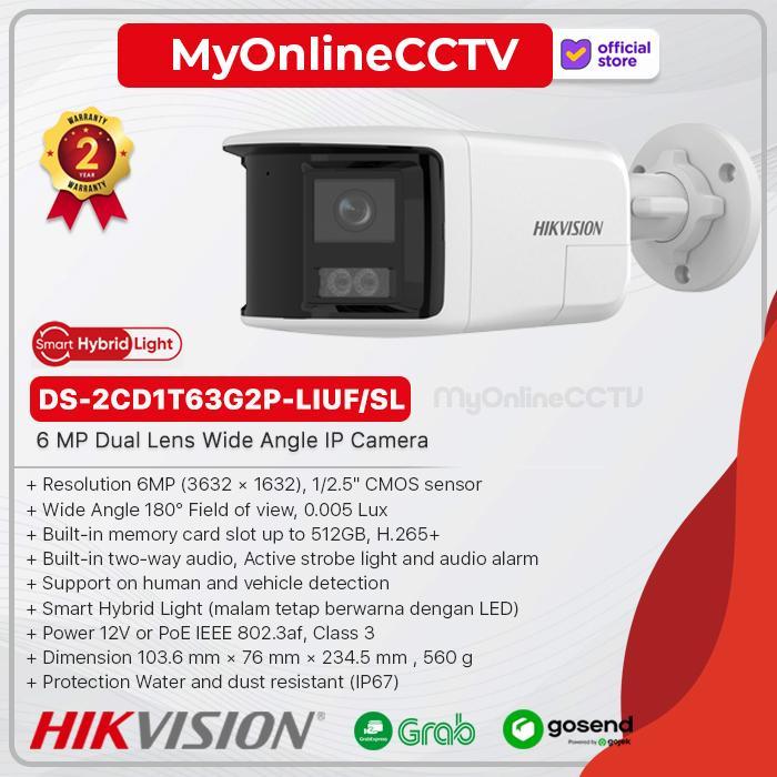 DS-2CD1T63G2P-LIUF/SL Hikvision IP Camera POE Wide Angle CCTV 6MP Two Way Audio Smart Hybrid Light