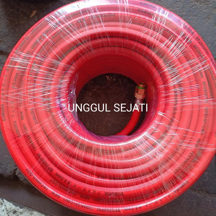 Selang angin kompresor 50m. Selang sprayer. Sumura 8.5mm 50 meter. 200kgf/cm3. komplit nepel drat