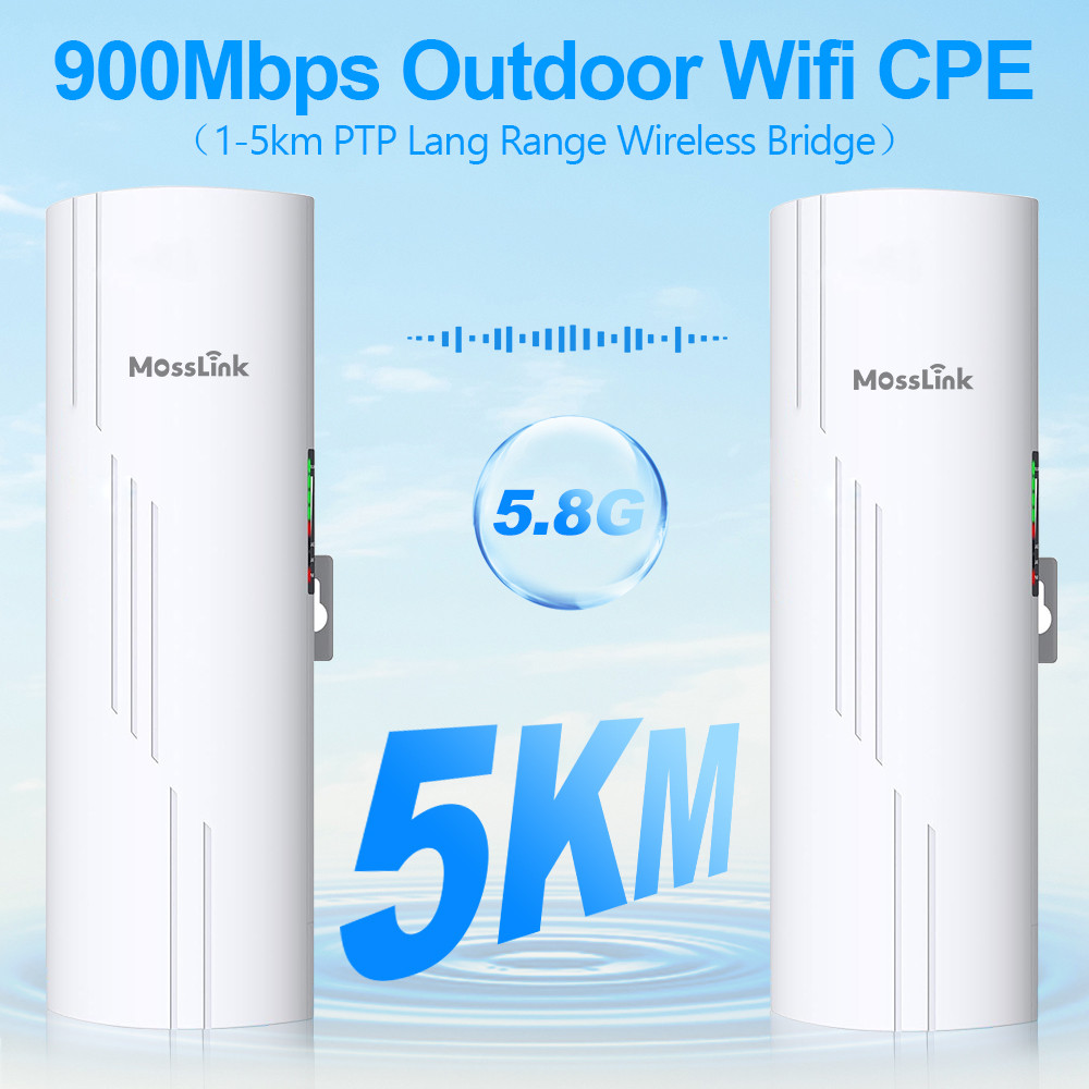 Mosslink Outdoor Wifi Bridge 5Km Long Rang Network Monitoring Cpe Point To Point Wifi Signal