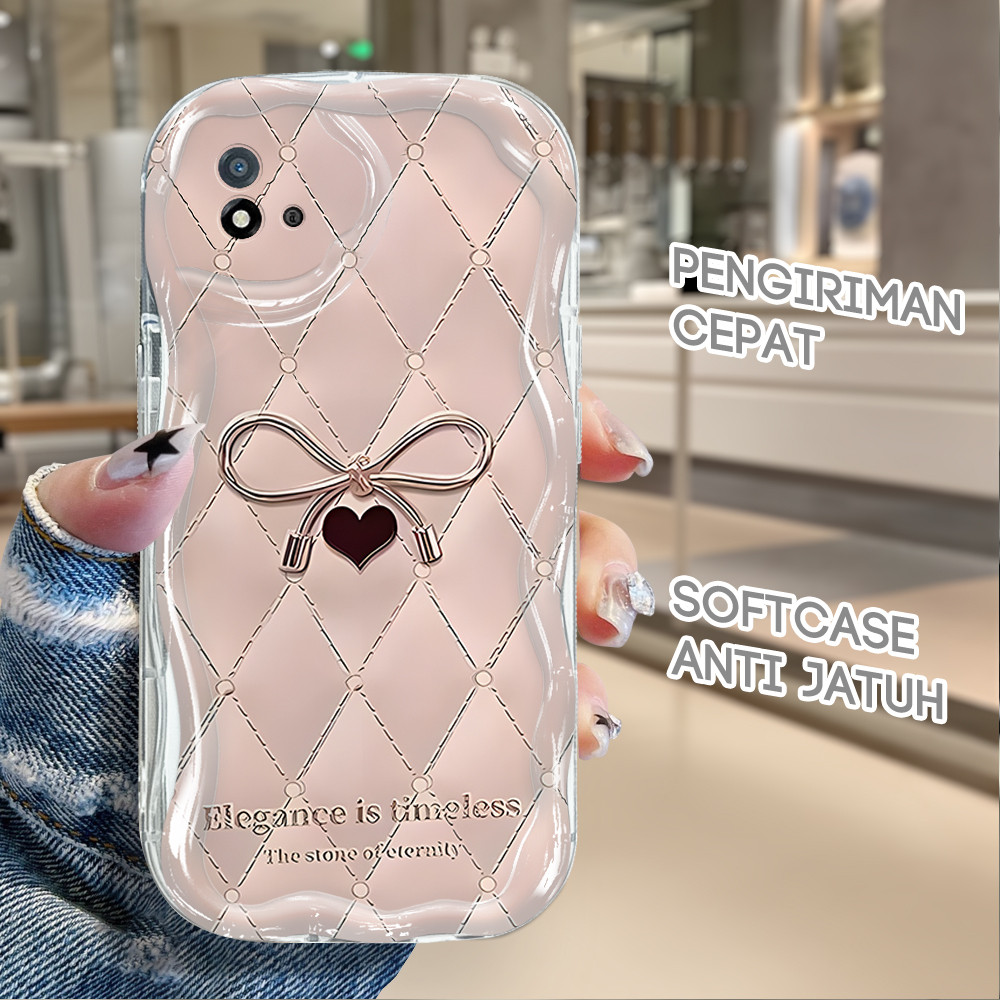 Casing Hp Untuk Realme C20 C20A C11 2021 Softcase Pink Bow 6127 Phone Case Soft Cassing Cream Kesing