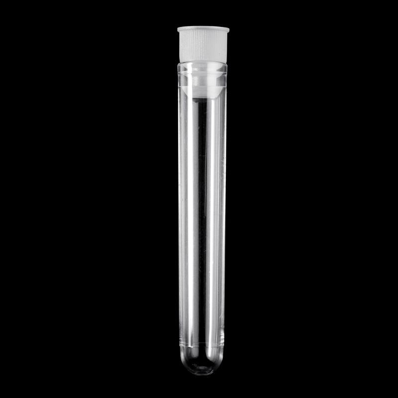 10Pcs Plastic Test Tube With Cap 12x75mm U-shaped Bottom Long Transparent Test Tube Lab Supplies