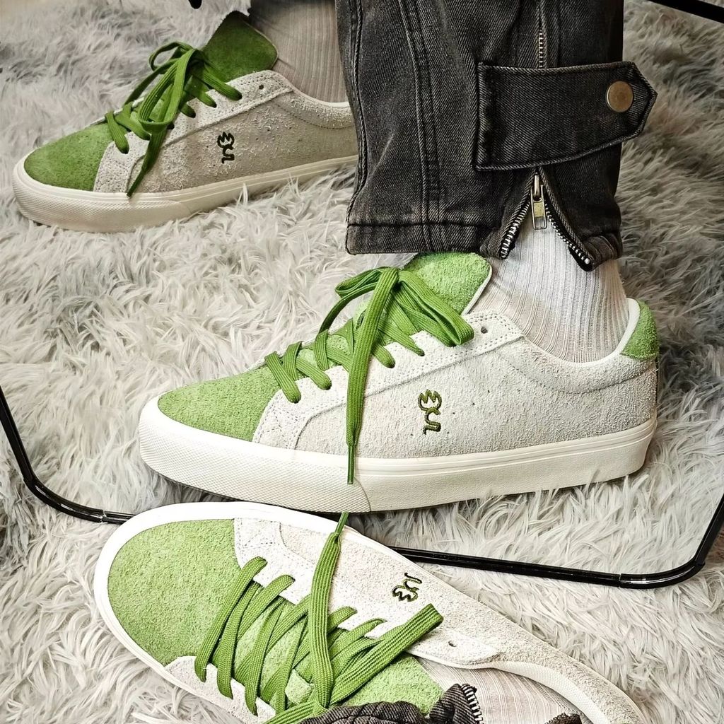 Goluck Green Hairy Suede Shoes Men Vulcanized For Skate Bmx Young Durable Leather Cansual Sneaker