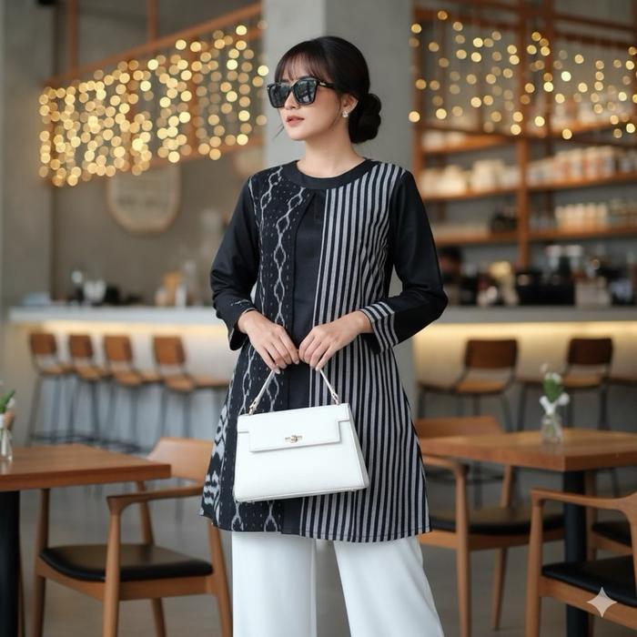 Discount - Shanaya Batik Tunik Tenun Fahira Tenun Troso Original Baju Batik Wanita Batik Kerja Bisa