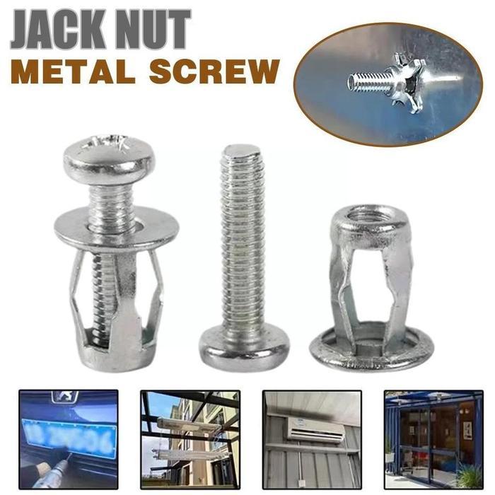 10pcs Jack Nut Rivet Plat Metal Mur Baut Drat Sekrup Fisher Skrup BESI M4/M5 x 25mm