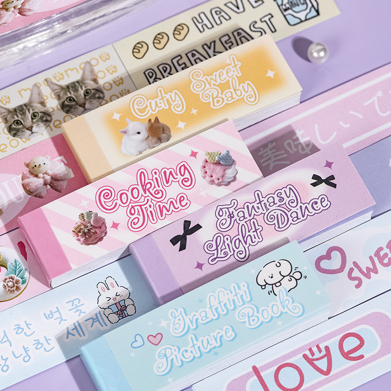 Mr. Paper, 4 Styles, 50 Sheets Each, Cartoon Sticker Book, Handmade Collage DIY Phone Case