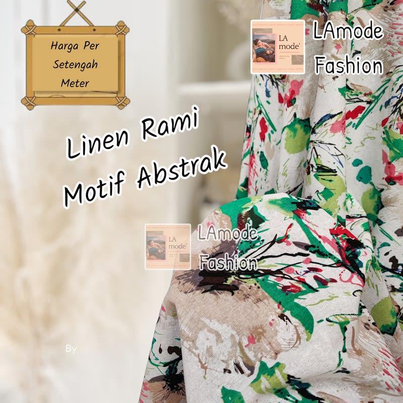 Kain Linen Rami Motif Abstrak