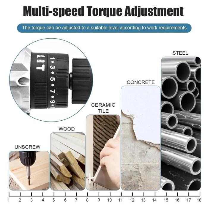 BOSCH 1288V MESIN BOR LISTRIK TANPA KABEL 2 BATERAI CAS 13MM MATA BOR OBENG LISTRIK MURAH BOR TANGAN